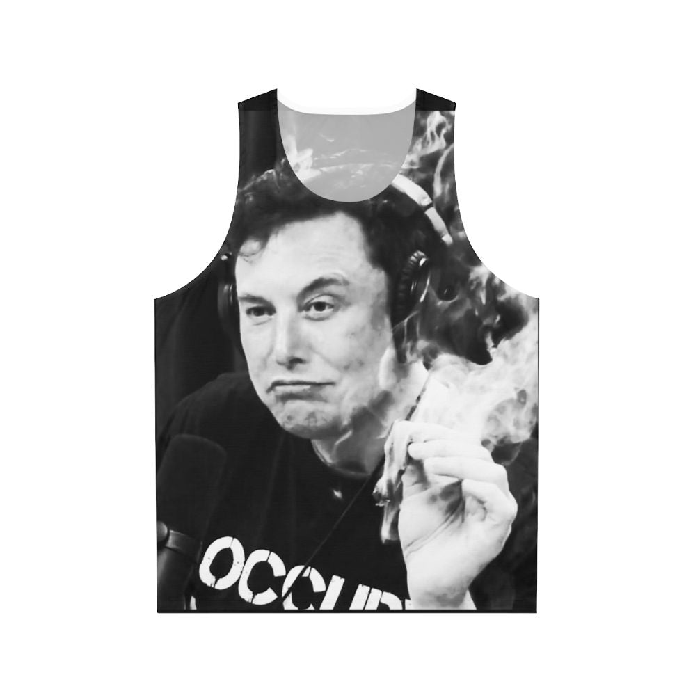 Unisex tank top with Elon Musk inspired smoking design