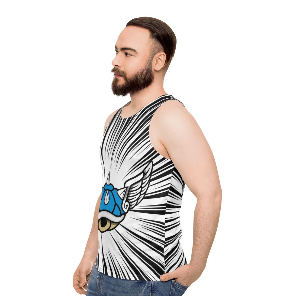 Retro gaming blue tank top with Mario Kart design - men side