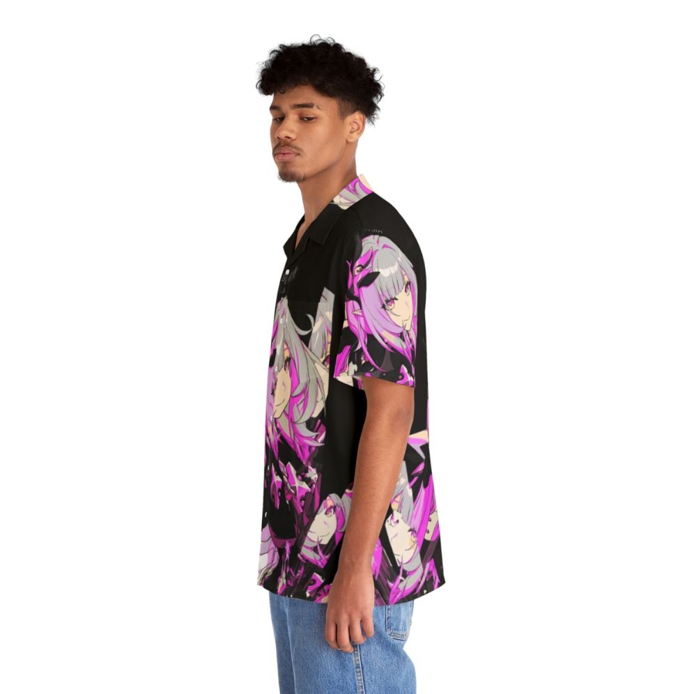 Elysia-inspired Hawaiian shirt with vibrant crystal and hieroglyph design - People Left