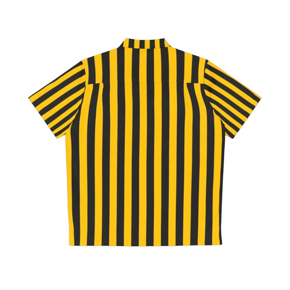 Yellow and black striped pattern Hawaiian shirt - Back