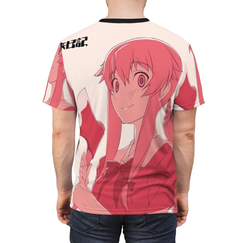 Mirai Nikki inspired anime t-shirt featuring Yuno Gasai - men back