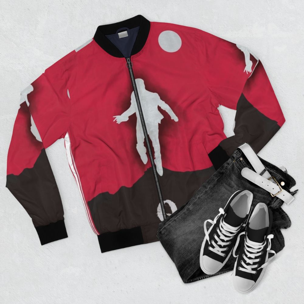 Queens of the Stone Age "I Appear Missing" Tall Bomber Jacket - Flat lay