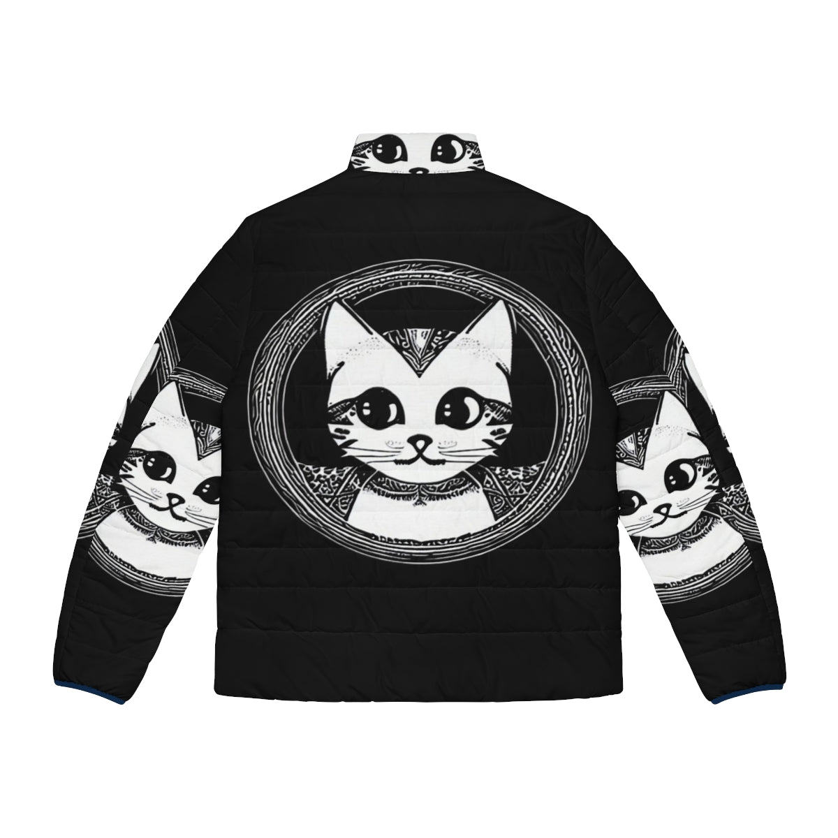 Legendary Cat Circular Logo Puffer Jacket with Hydro NFT Design - Back