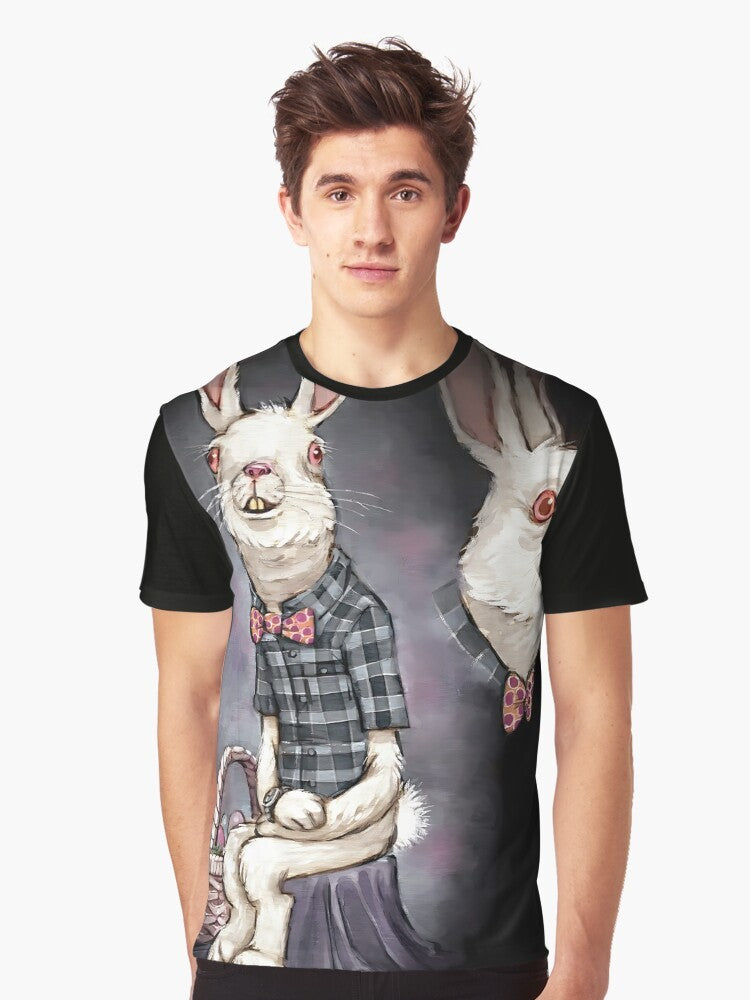 Happy rabbit design on a graphic t-shirt - Men