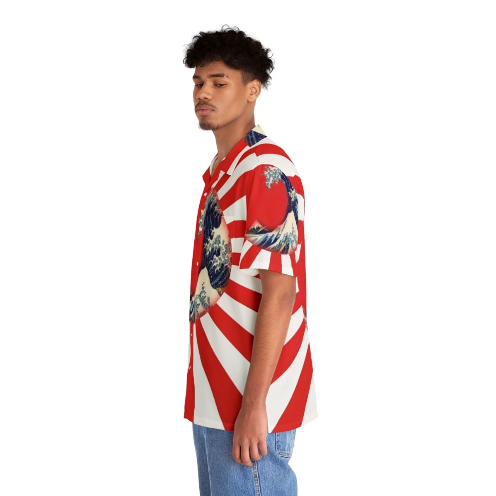 Stylish Hawaiian shirt featuring the iconic "Great Wave off Kanagawa" by Hokusai - People Left