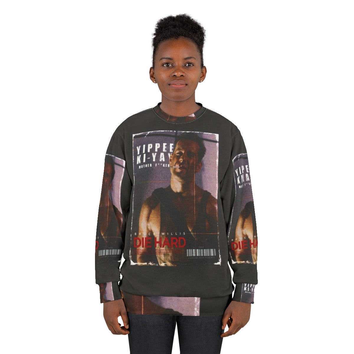 Die Hard inspired retro sweatshirt with Yippee Ki Yay text - women