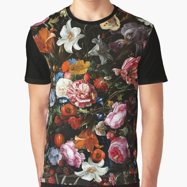 Vintage botanical flowers graphic design on a t-shirt