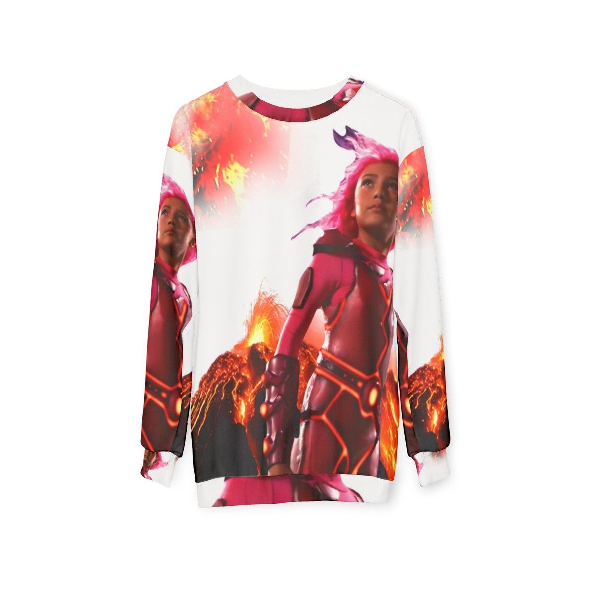 90s Lavagirl Sweatshirt featuring the iconic superhero character - hanging