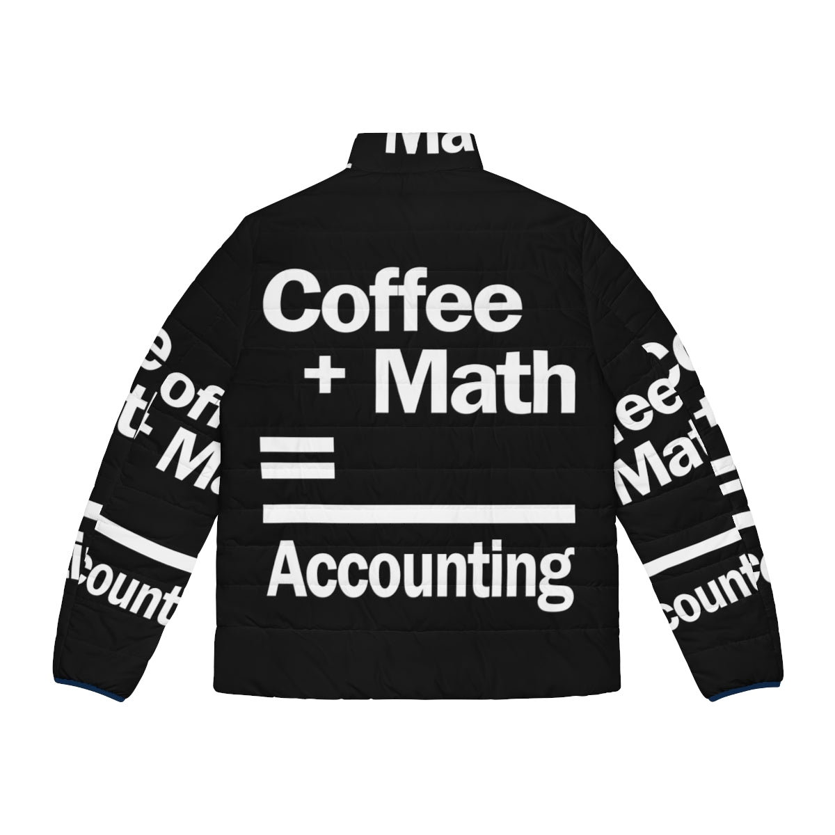 Coffee Math Accounting Puffer Jacket for Warm Winter Wear - Back