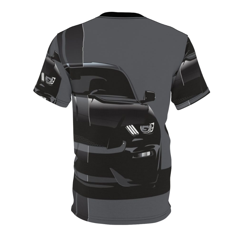 Black T-shirt with racing stripes and automotive design - Back