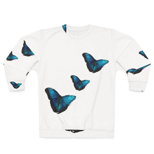 Sustainable electric blue morpho butterfly sweatshirt