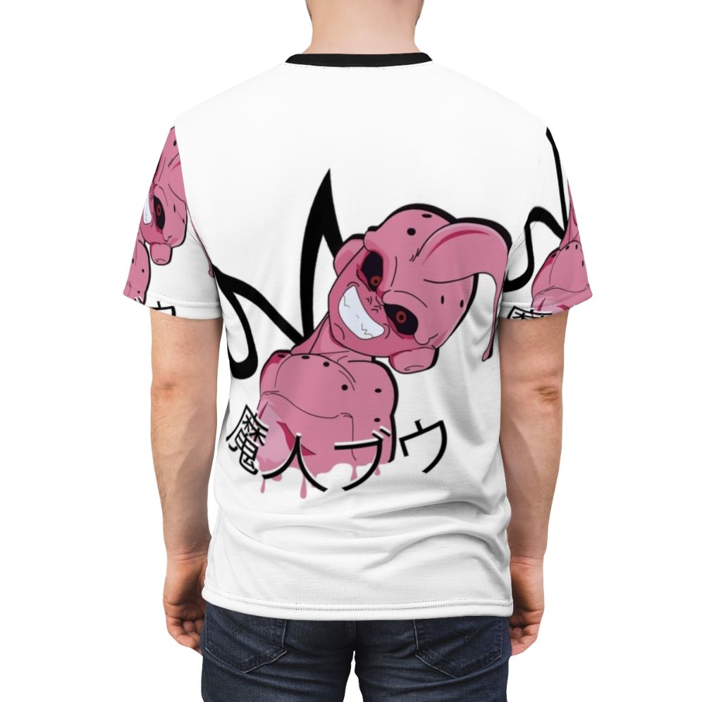 Majin Buu inspired anime t-shirt design with vibrant colors - men back