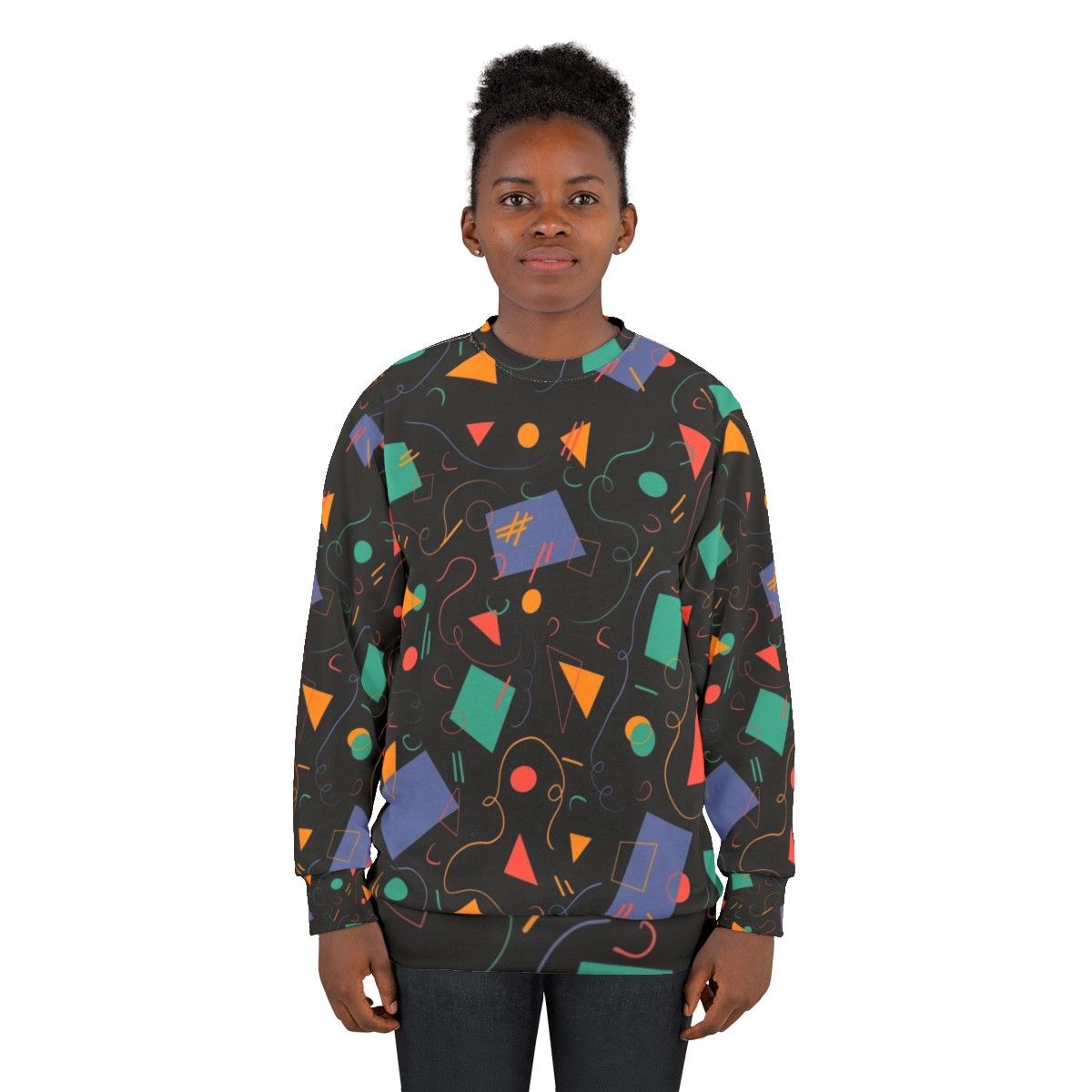 Retro arcade carpet pattern sweatshirt - women