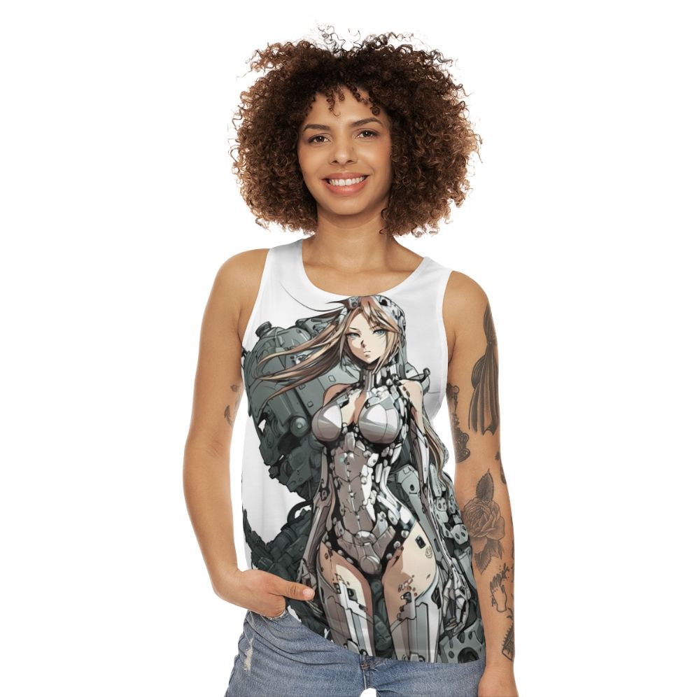 Armored anime girl in a unisex tank top - women