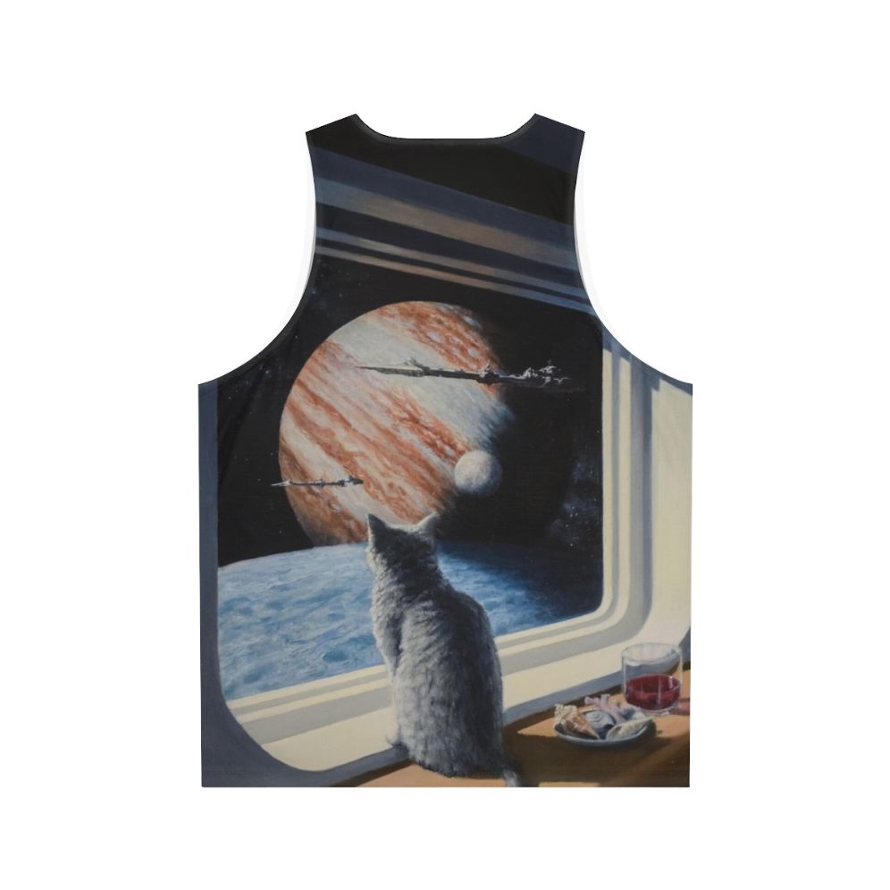 Unisex tank top with a space cat design - Back