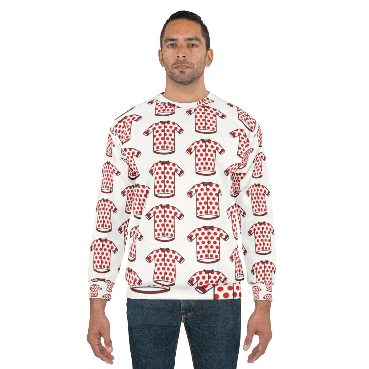 Polka dot cycling jersey sweatshirt for outdoor bike riding and mountain climbing - men