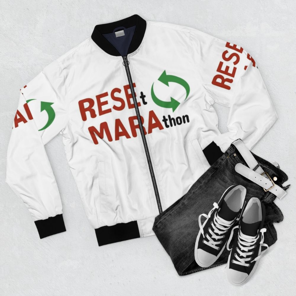 Reset Marathon Bomber Jacket - Stylish and Versatile Outerwear - Flat lay