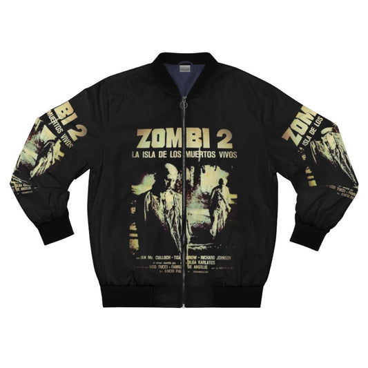 Zombi 2 horror-themed bomber jacket with zombie and gore graphics