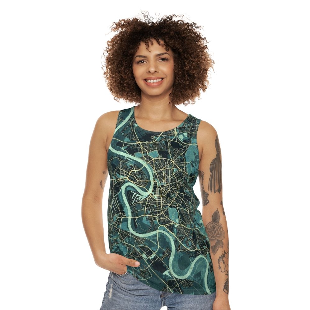 Dusseldorf city map of Germany summer unisex tank top - women