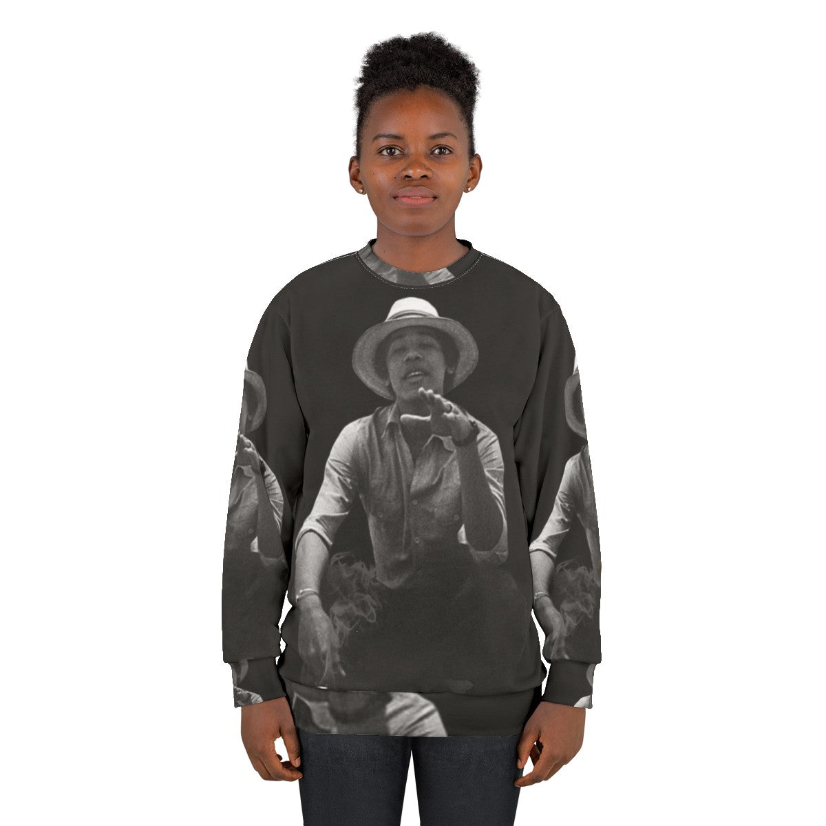 Vintage-style sweatshirt featuring a young Barack Obama - women