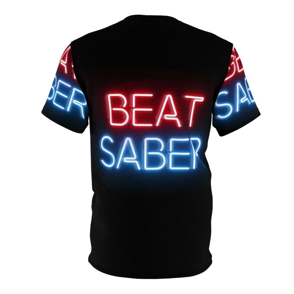 Virtual reality inspired Beat Saber T-Shirt with neon colors and cyberpunk vibes - Back