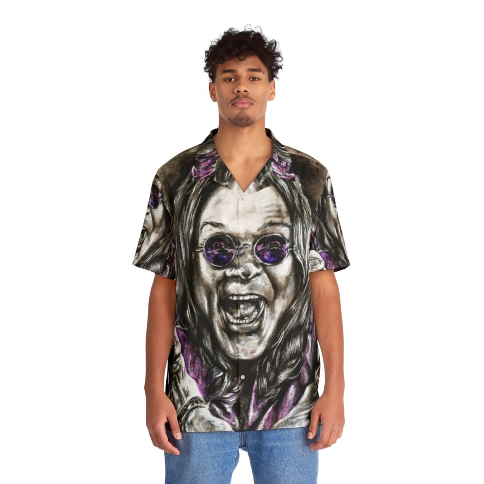 Paranoid Hawaiian Shirt with Ozzy Osbourne and Heavy Metal Imagery - People Front