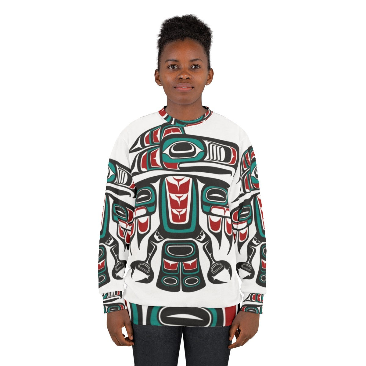 Haida Tlingit Native Raven Totem Sweatshirt - women