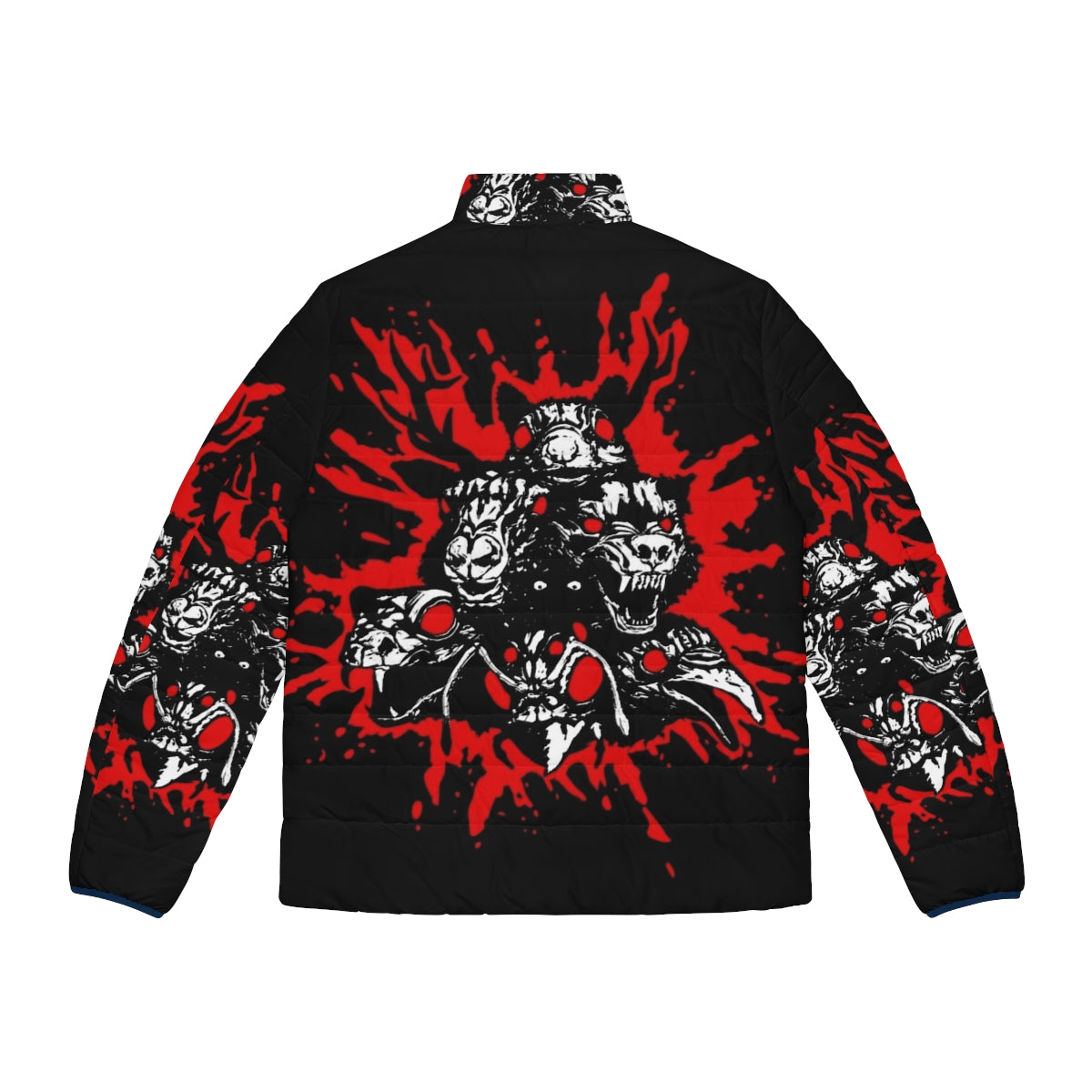 Blood Totems Puffer Jacket featuring horror-inspired designs - Back