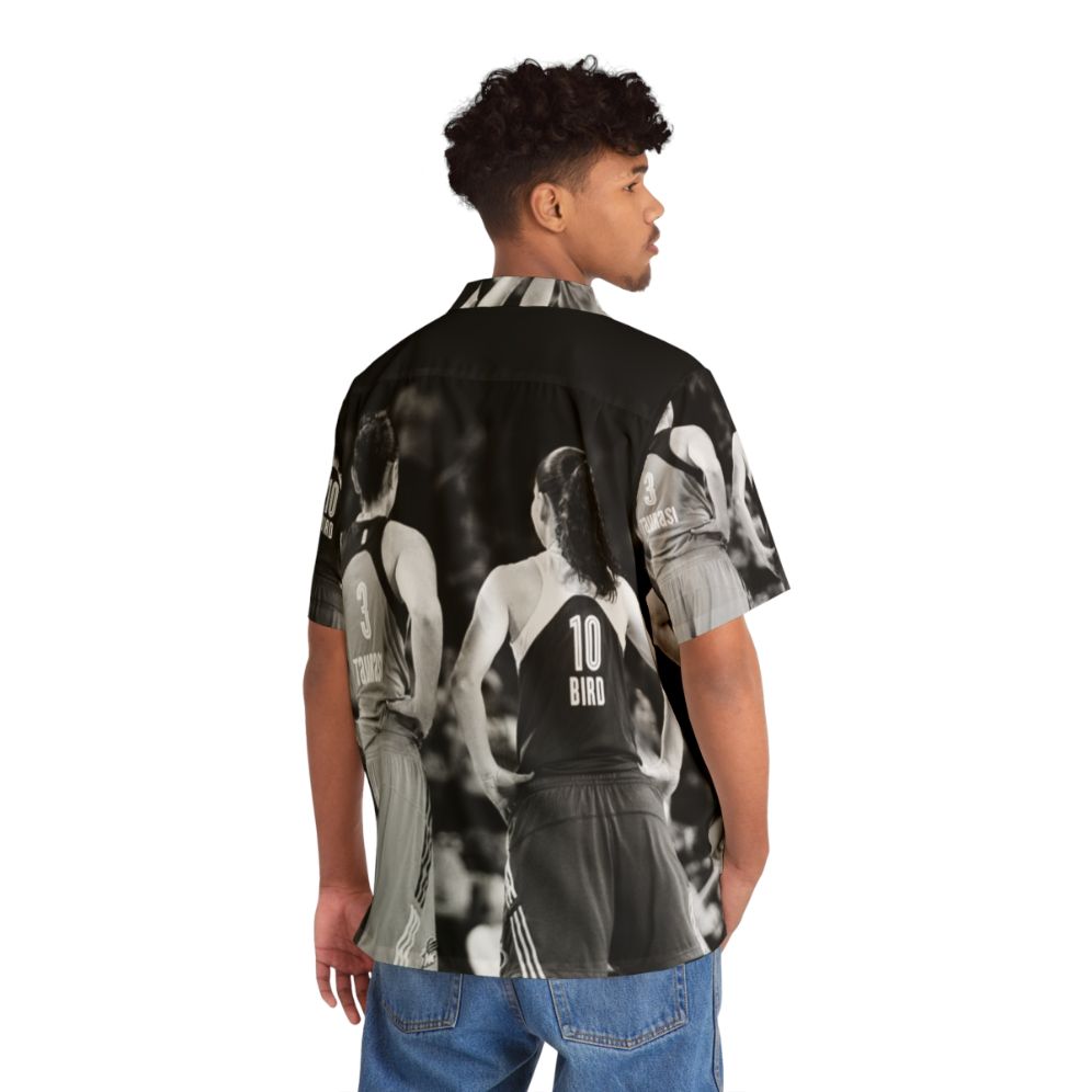 WNBA Legends Diana Taurasi and Sue Bird Black and White Hawaiian Shirt - People Back