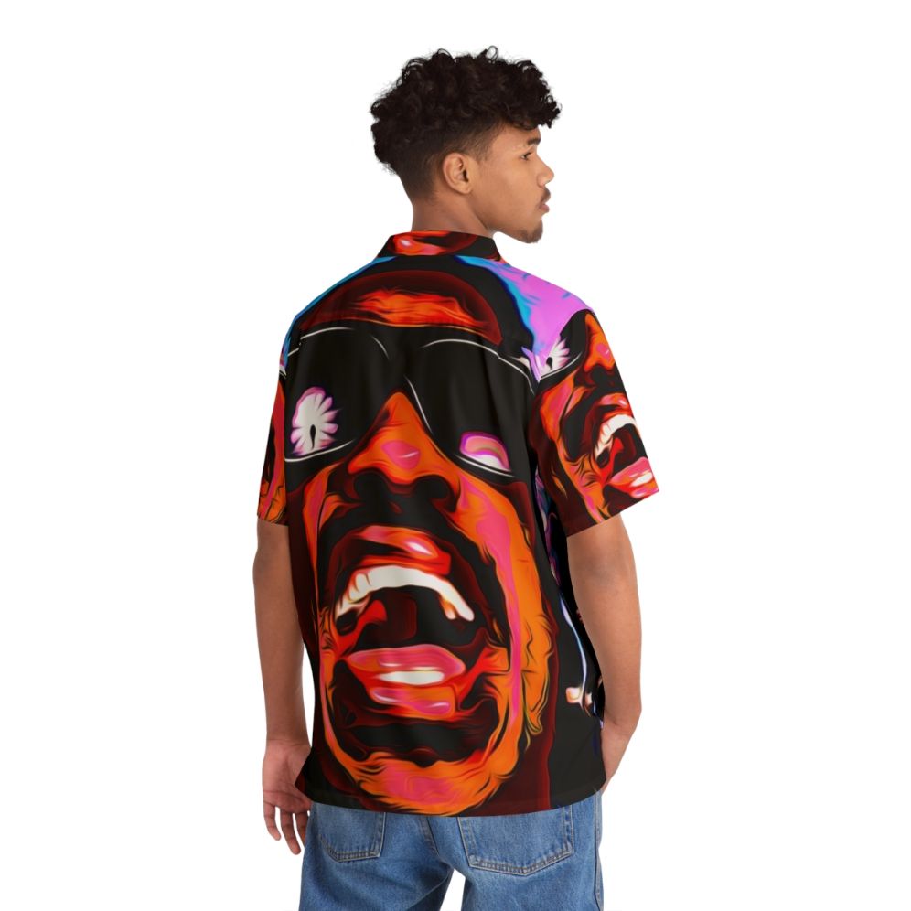 Stevie Wonder Inspired Hawaiian Shirt with Pop Art Portrait - People Back