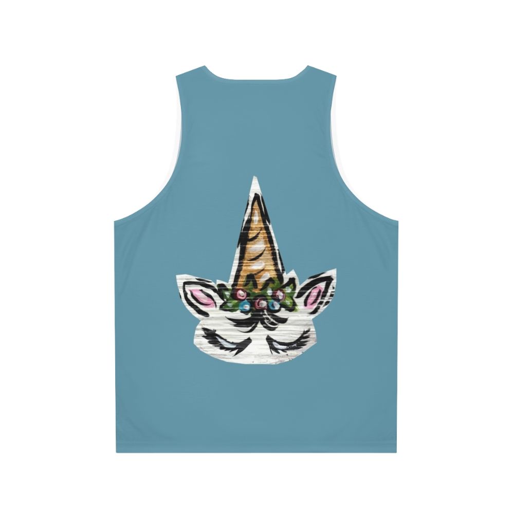 Unisex floral unicorn tank top - Back