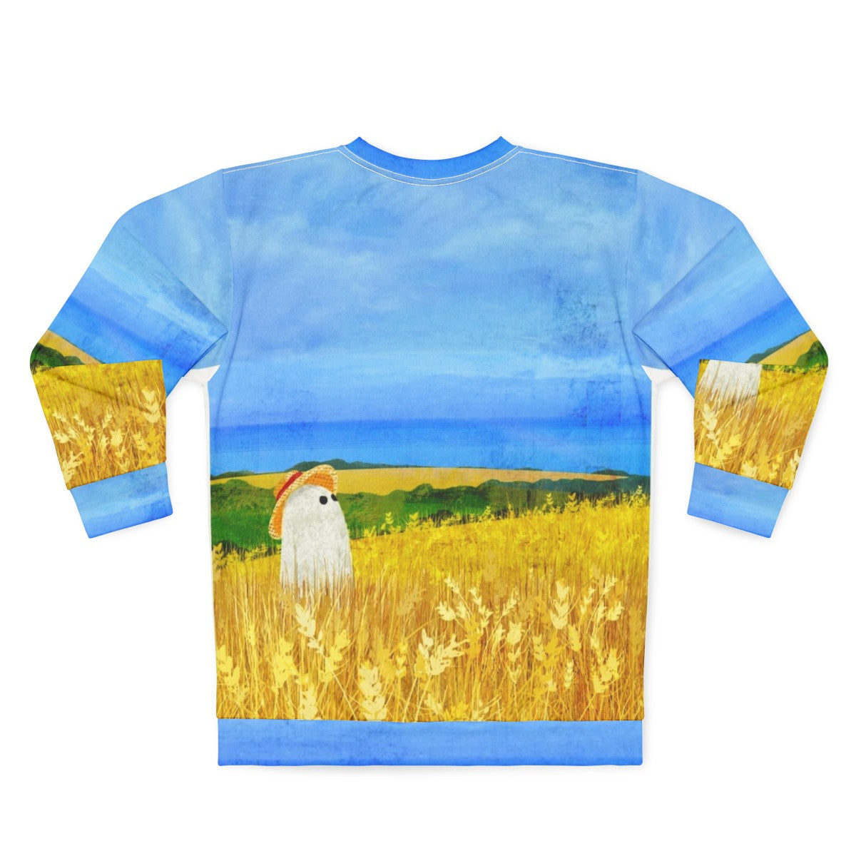 Sweatshirt with a ghostly figure in a wheat field - Back