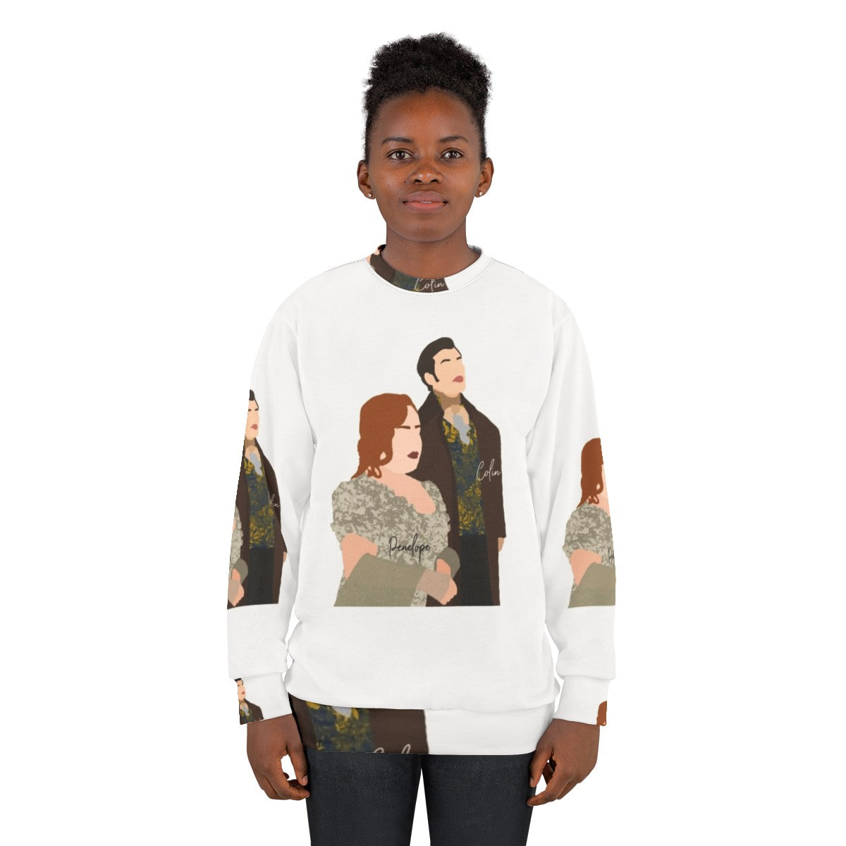 Bridgerton Penelope and Colin Couple Smiling Sweatshirt - women