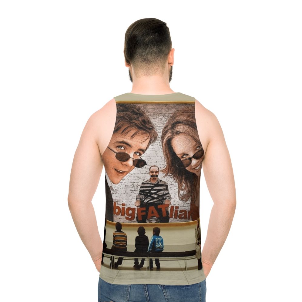 Unisex tank top with art appreciation design - men back