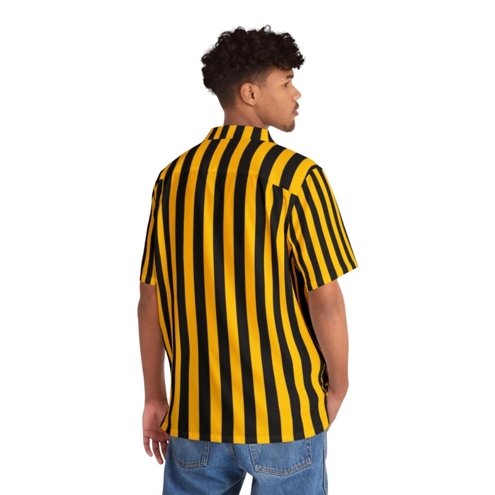 Yellow and black striped pattern Hawaiian shirt - People Back