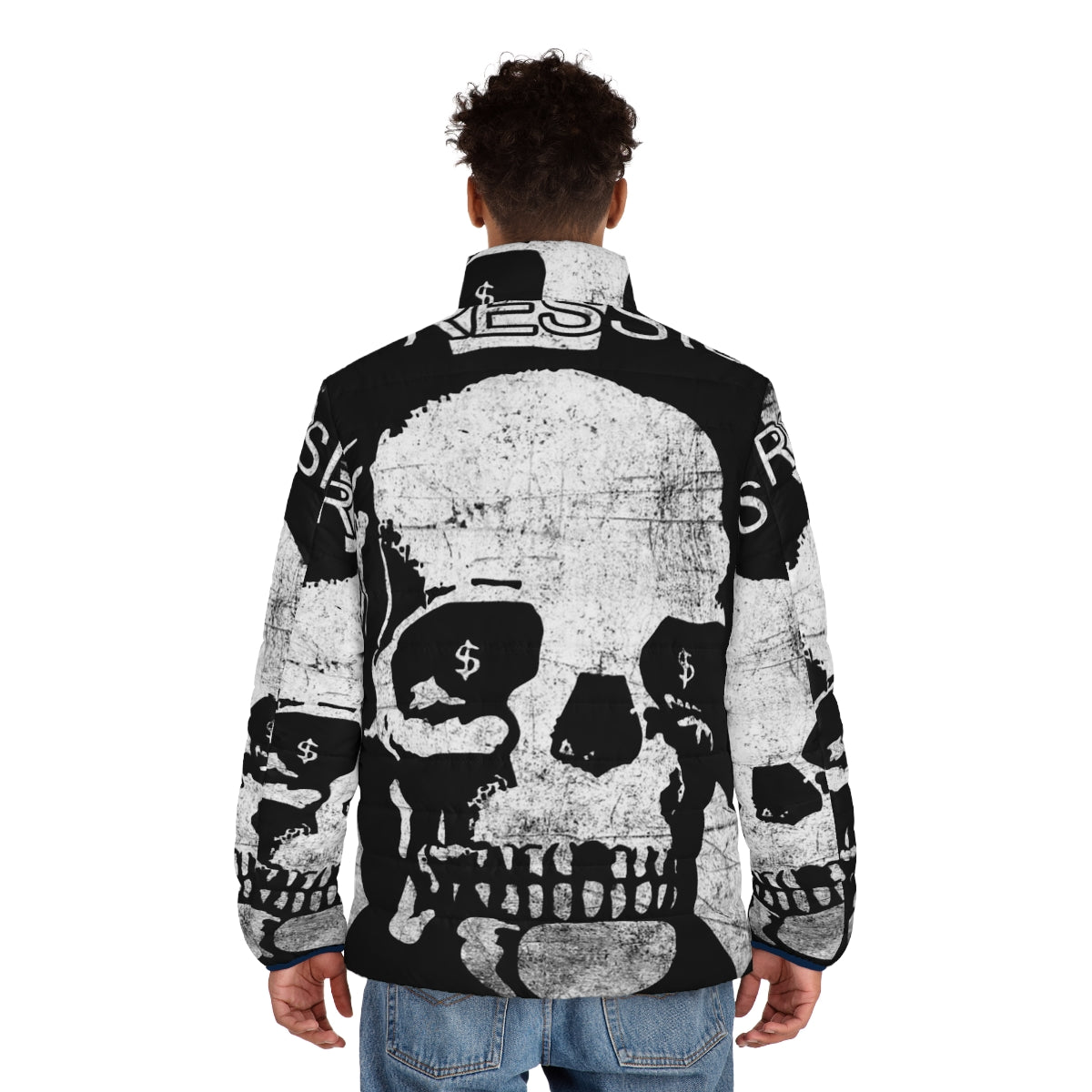 Depression Puffer Jacket with Melbourne Hardcore Punk Rock Inspired Design - men back