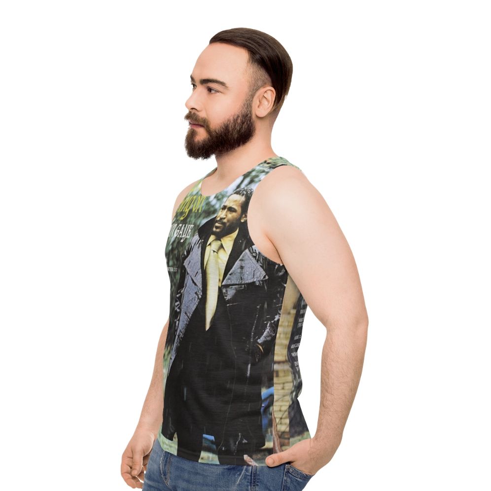 Unisex tank top with retro music and vintage style - men side