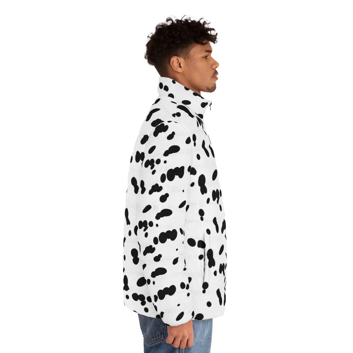 Dalmatian-patterned puffer jacket for dog lovers - men side right