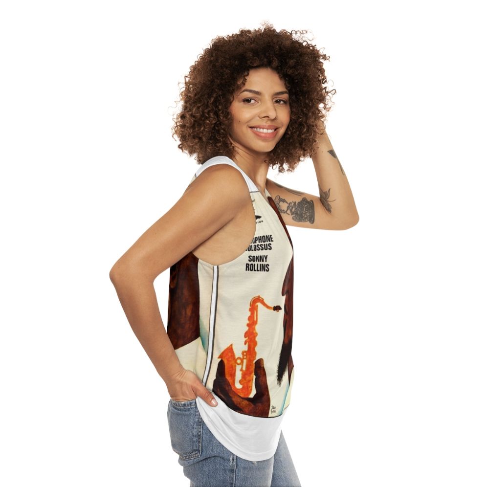 Sonny Rollins Jazz Saxophone Colossus Unisex Tank Top - women side