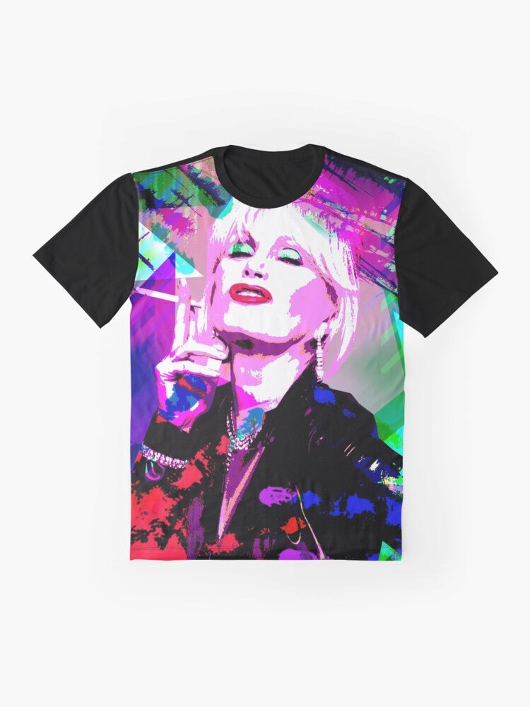 Patsy graphic t-shirt with rainbow colors and "Absolutely Fabulous" quote - Flat lay