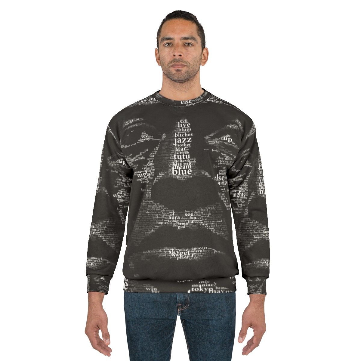 Stylish jazz-inspired sweatshirt featuring a music theme - men