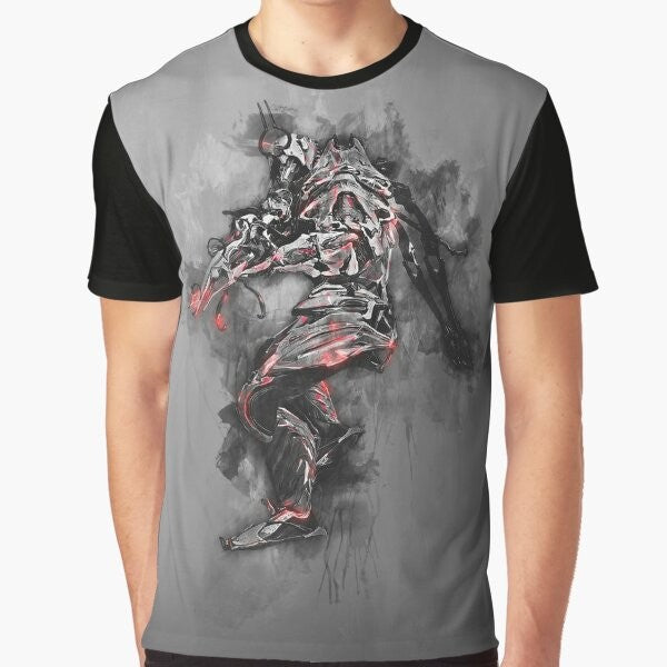 Warframe Ash Ashes Graphic T-Shirt with Tenno and Volt designs