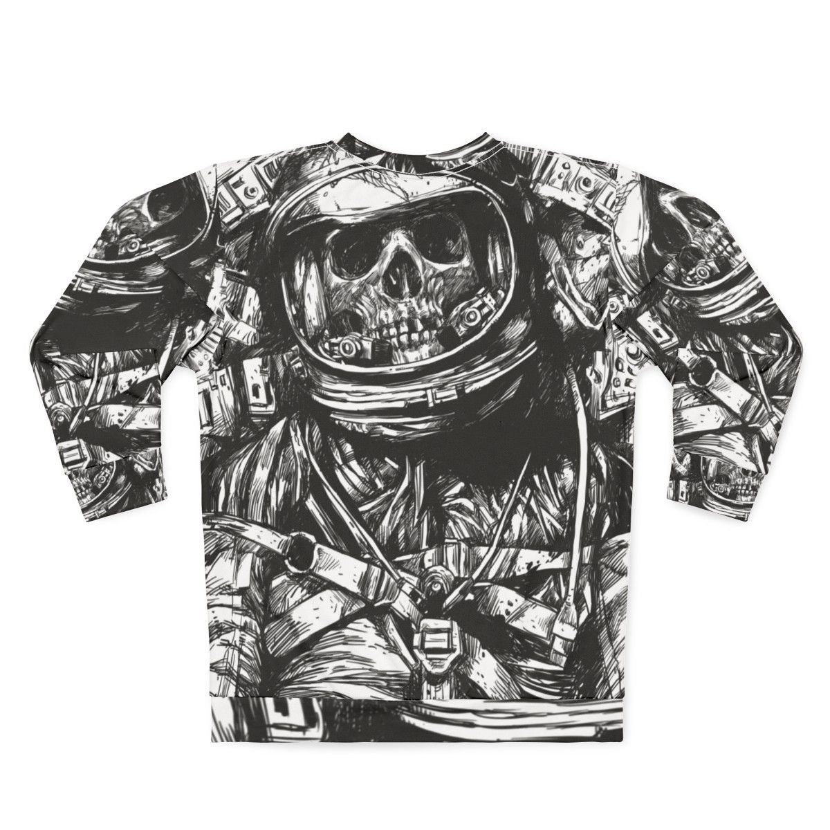 Haunting Dead Astronaut Sweatshirt with Skeleton in Space - Back