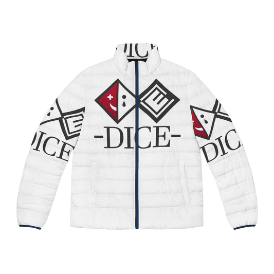 Dice logo puffer jacket featuring Kokichi Ouma from Danganronpa V3