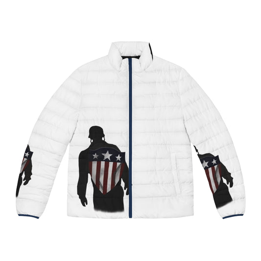 Chris Evans inspired "I Can Do This All Day" puffer jacket featuring stars and stripes design