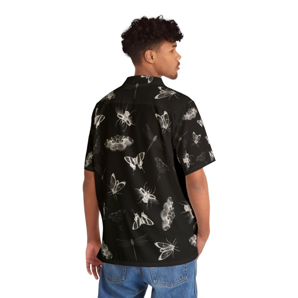 Entomologist Nightmares Hawaiian Shirt with Black and White Bug Pattern - People Back