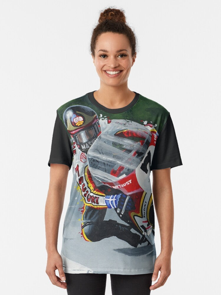 Barry Sheene MotoGP Legendary Motorcycle Racing Graphic T-Shirt - Women