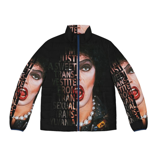 Frank N Furter Puffer Jacket, inspired by the iconic Rocky Horror Picture Show