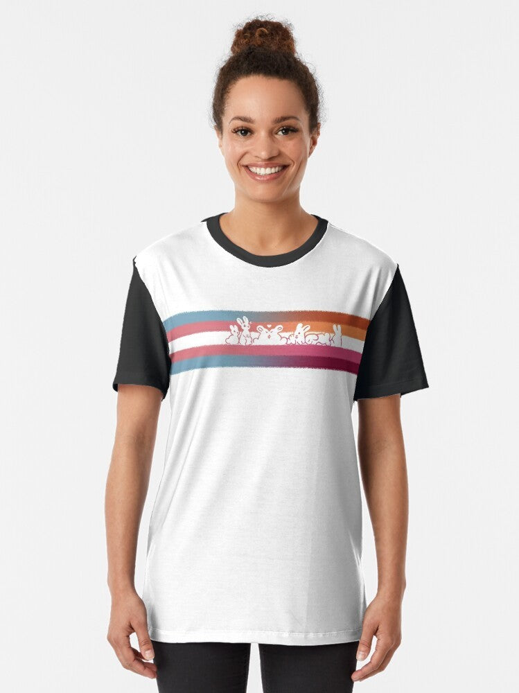 Transgender Lesbian Pride Rabbit Graphic T-Shirt - Women