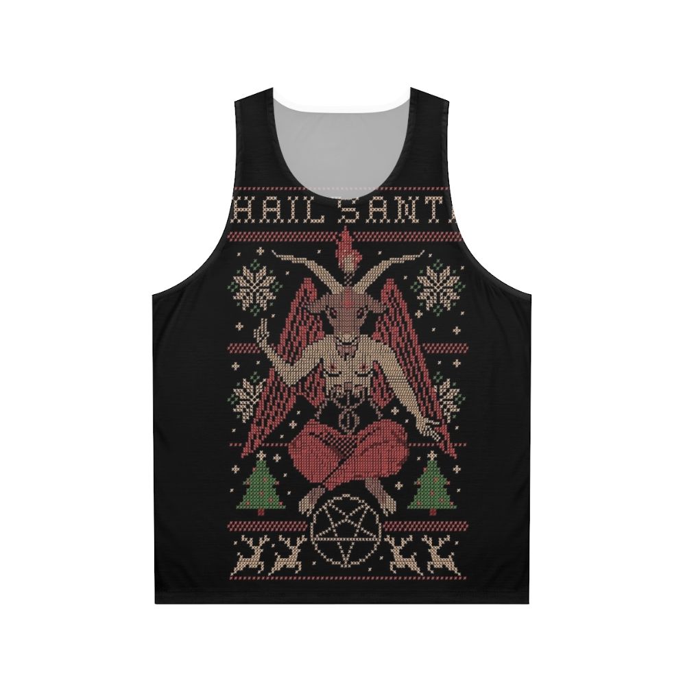 Unisex Christmas Santa Occult Fantasy Pixel Art Embroidery Tank Top